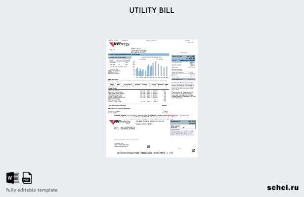 цифровая загрузка шаблона версии счета за коммунальные услуги USA NV Energy
